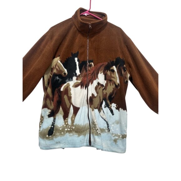 Kokopelli Horses Novelty Fleece Jacket Medium Full Zip Rodeo Cowgirl Cowboy Ranc - Picture 6 of 14